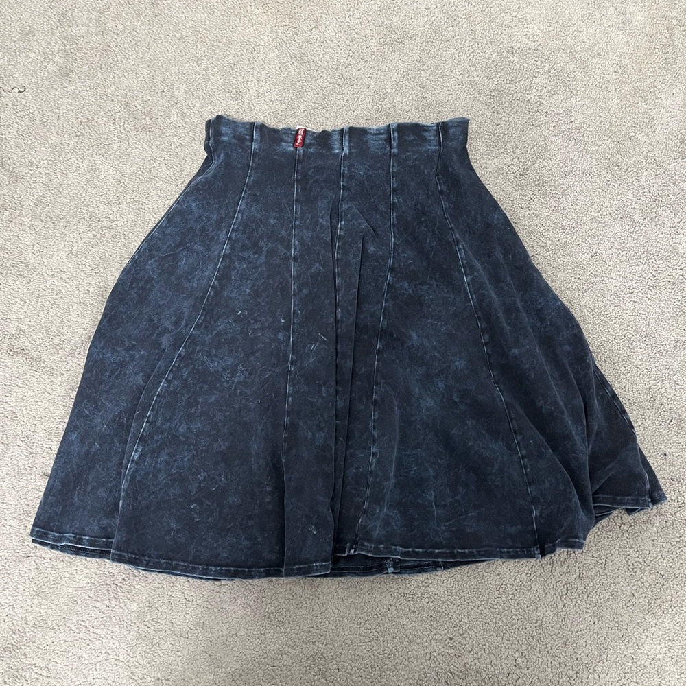 Hard tail denim panel skirt
